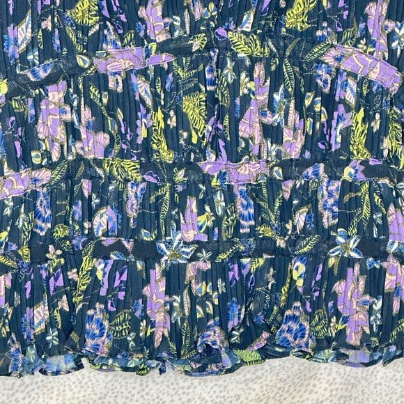 Ramy Brook Mallory Blue Floral Ruffle Top| Size S - Picture 8 of 8